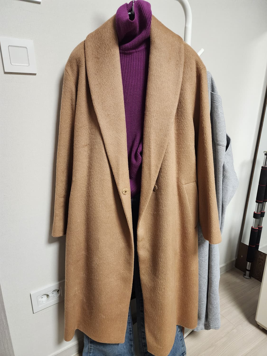 여성 카멜 겨울 롱코트 상품이미지3