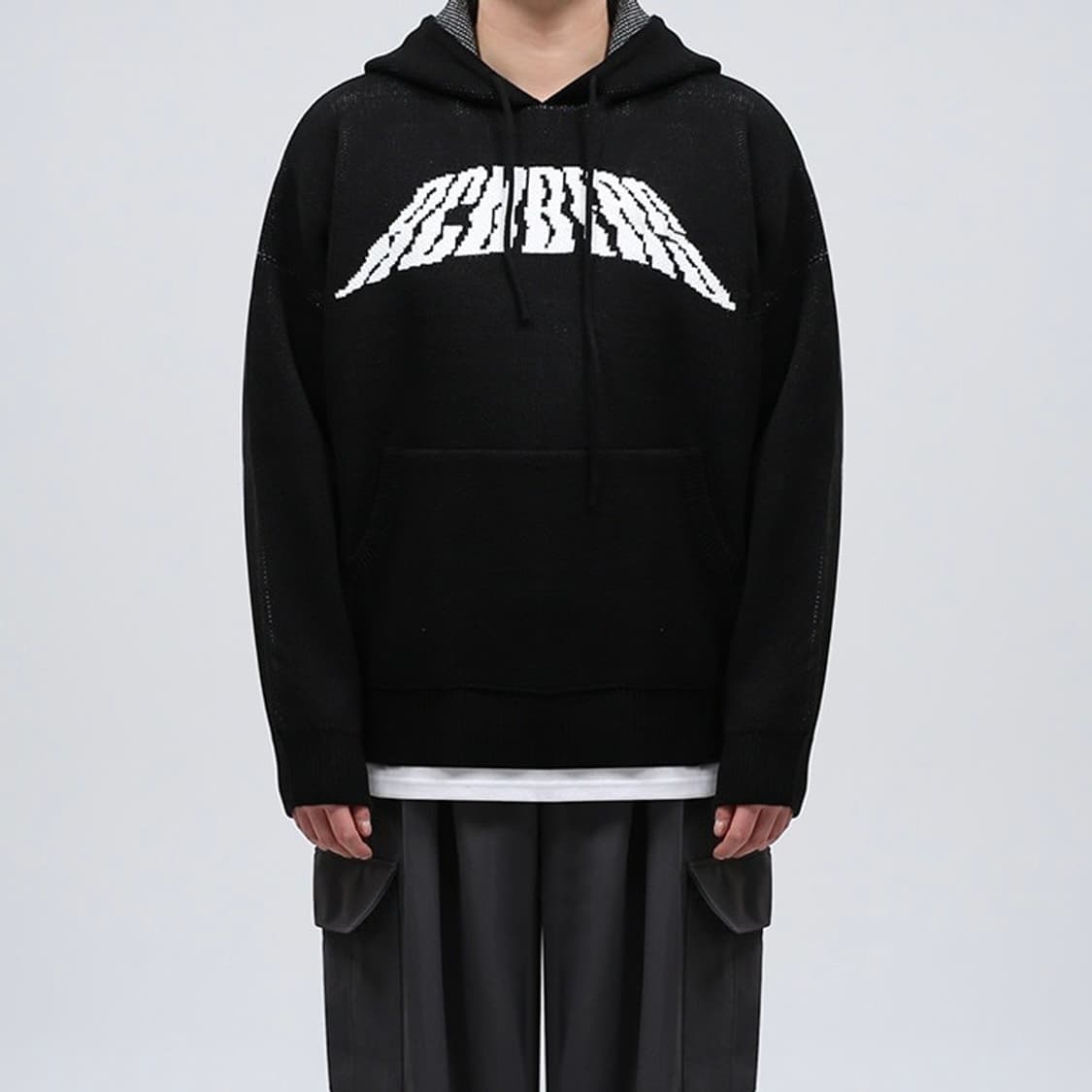 오버핏 프린팅 포인트 니트 후드티 상품이미지10