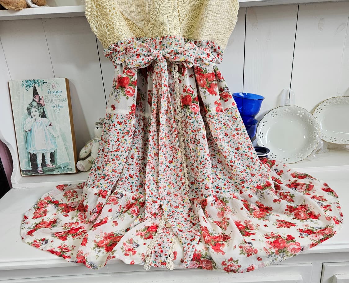 엑시즈팜(Axes Femme) 플로럴 니트 배색 원피스 상품이미지3