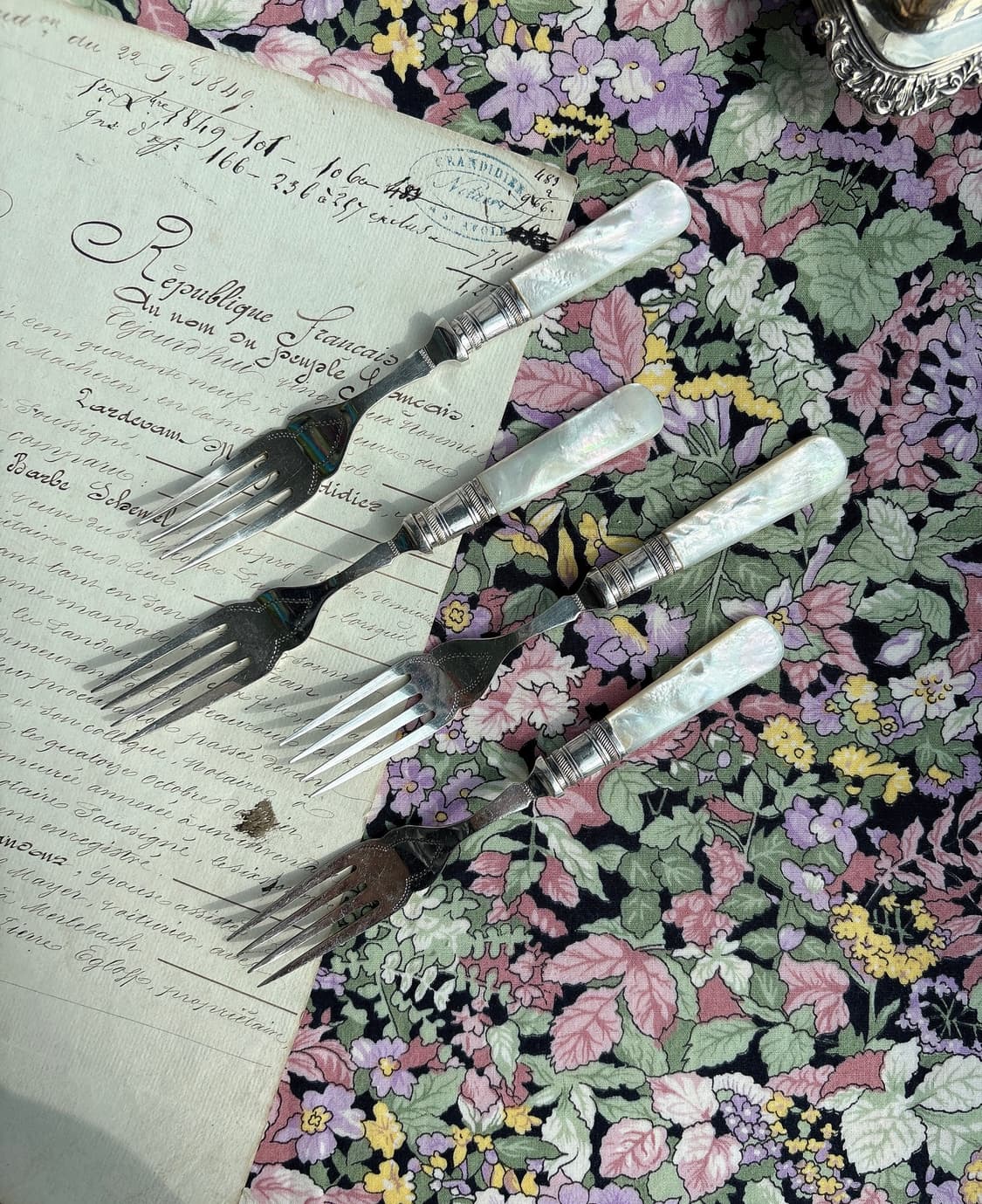 앤틱 실버플레이트 마더오브펄 자개 디저트포크 상품이미지2