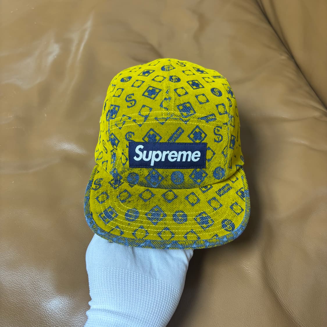 슈프림 캠프캡 모자 박스로고 머스타드 상품이미지2