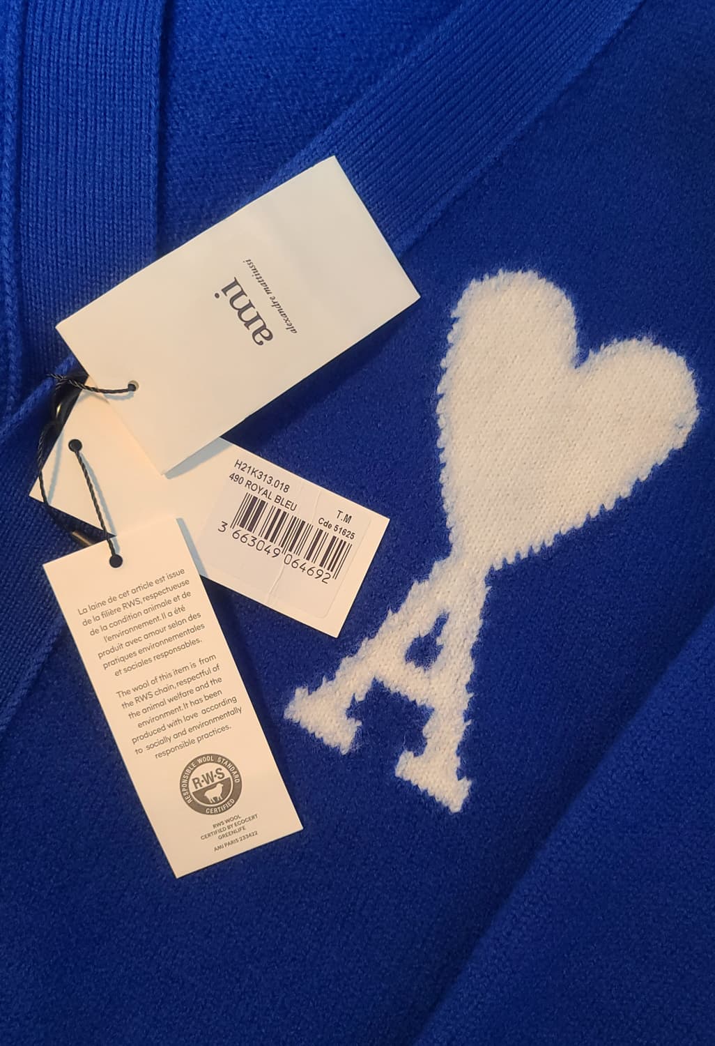 [M] 아미 인타르시아 가디건 로얄 블루 상품이미지3