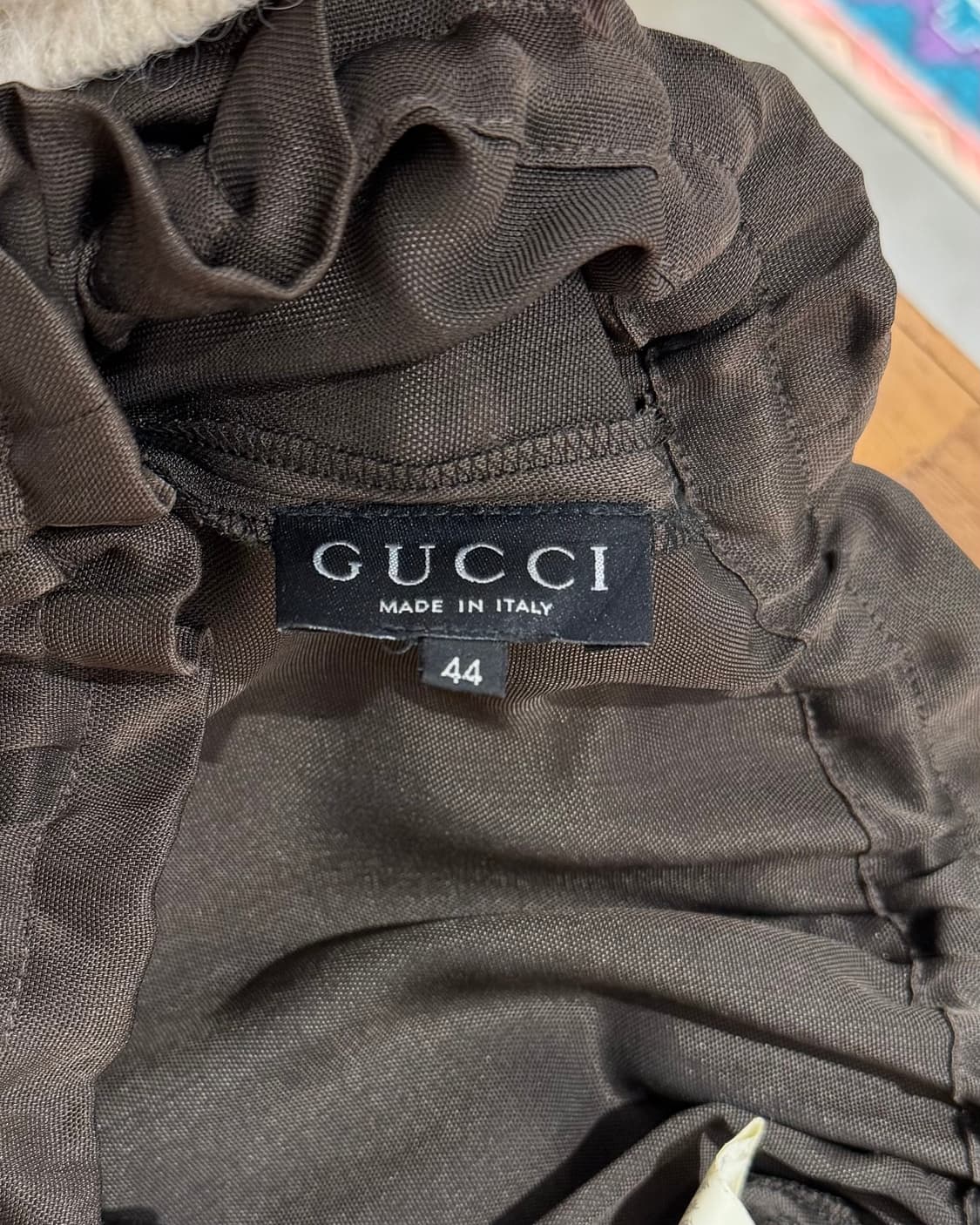 구찌 브라운 실크 와이드 팬츠 상품이미지7