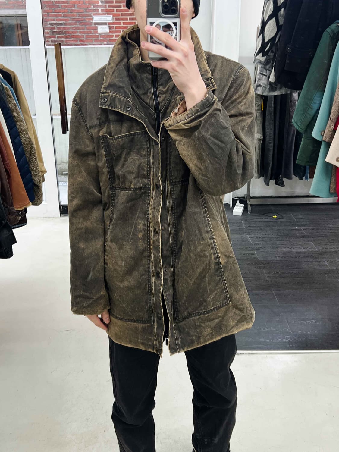 알마니 익스체인지 오버핏 왁스드 파카 상품이미지1