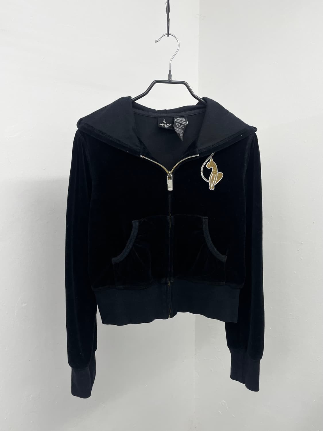 베이비펫 로고 큐빅 벨벳 집업 상품이미지2