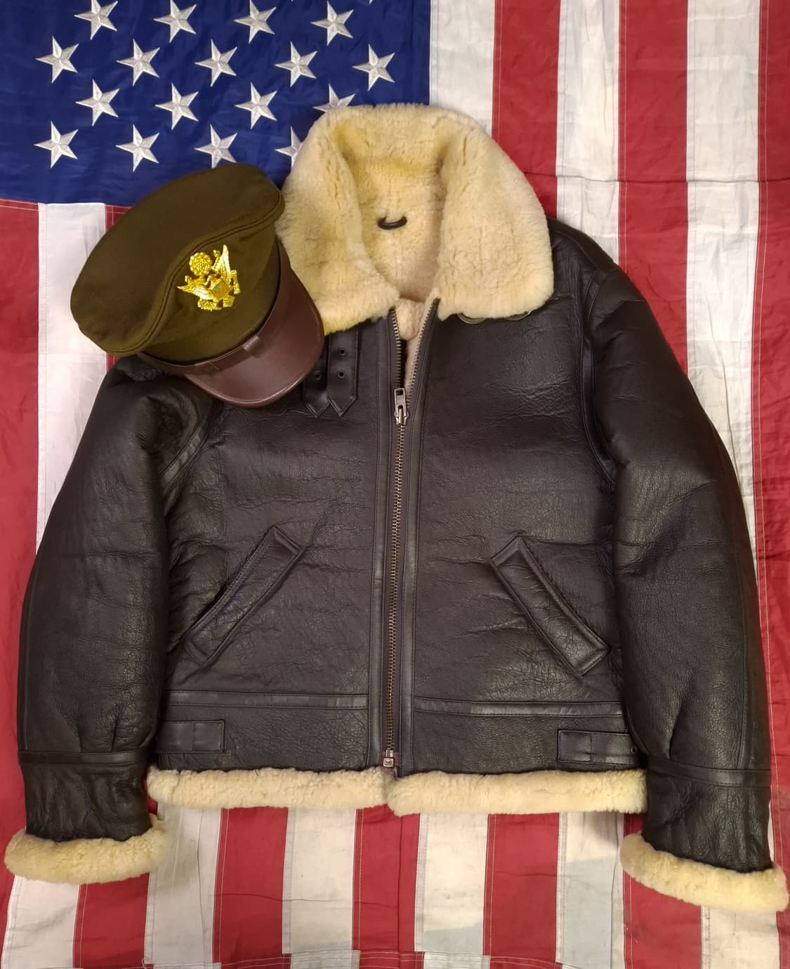 90's 일본판 미공군 B-3 TYPE 리얼레더 항공 폭격기 무스탕 상품이미지2