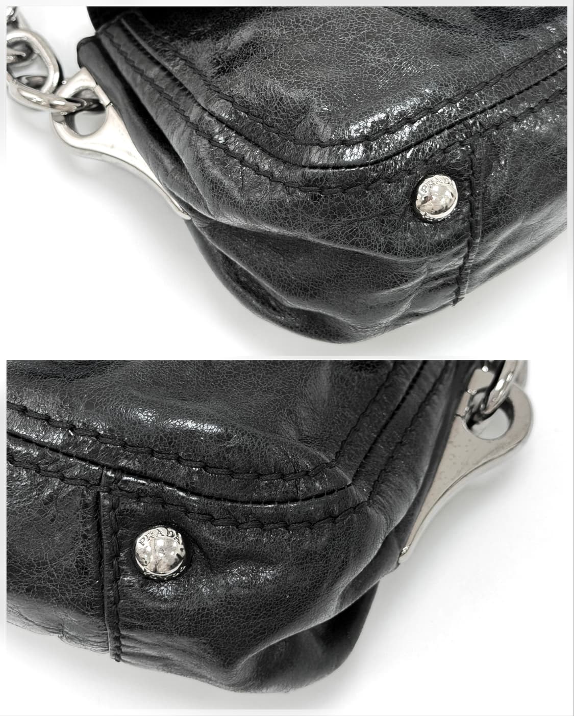 프라다 빈티지 레더 체인 숄더백 상품이미지8