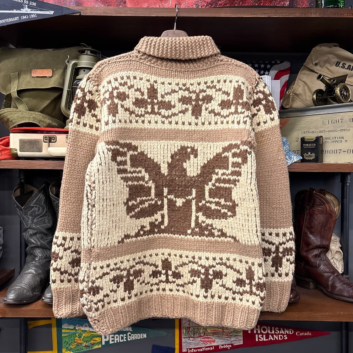 70s 오리지널 썬더버드 천둥새 네이티브 헤비 코위찬 스웨터 N94 상품이미지2