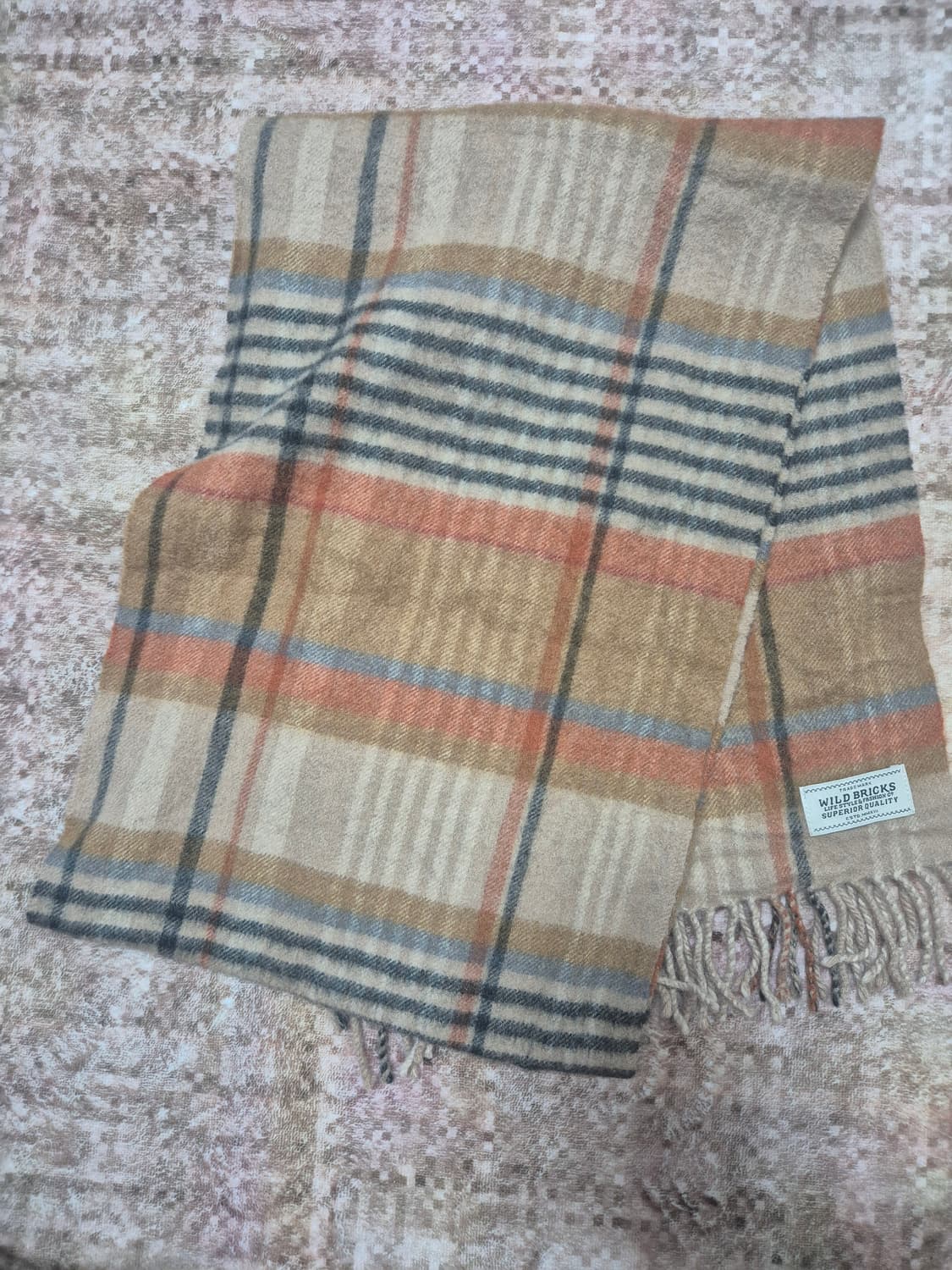 와일드브릭스 체크 울 머플러 베이지 상품이미지2