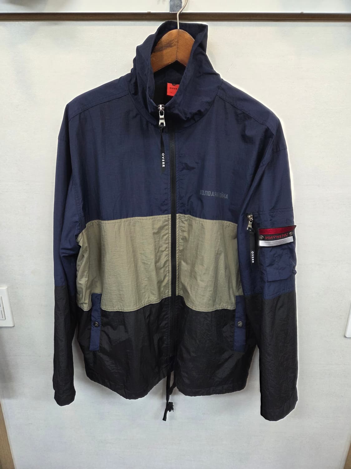 오베르 레터링 배색 방풍 밀리터리 자켓 대략 xxl 상품이미지1