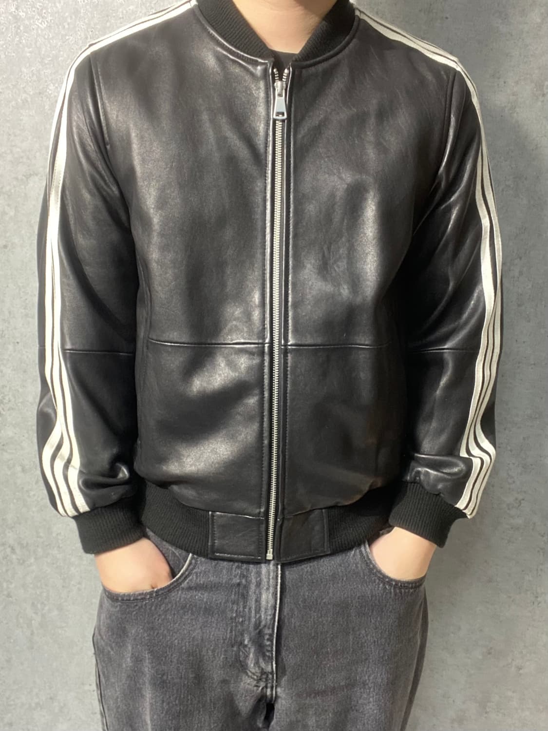 [M] Vintage 빈티지 3스트라이프 램스킨 레더자켓 상품이미지9