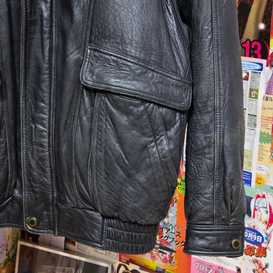 빈티지 양가죽 투포켓 블랙 봄버 상품이미지4