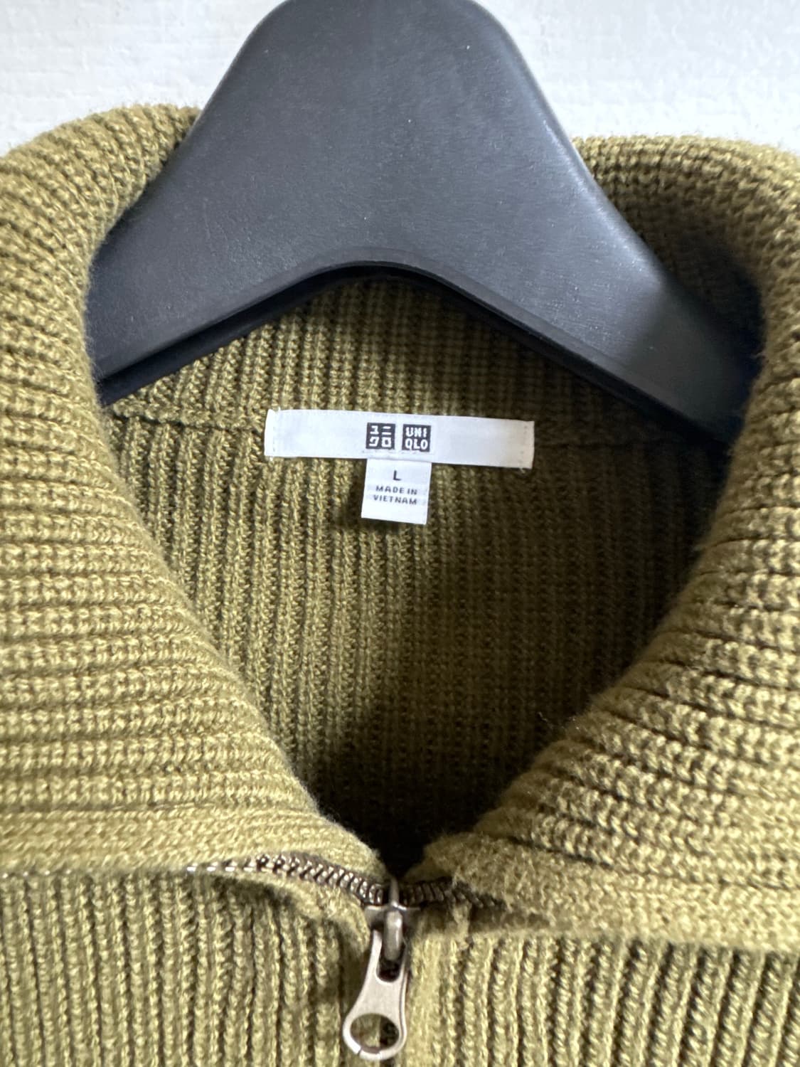 유니클로 여성 풀 집업 니트 가디건 카키  L 상품이미지2