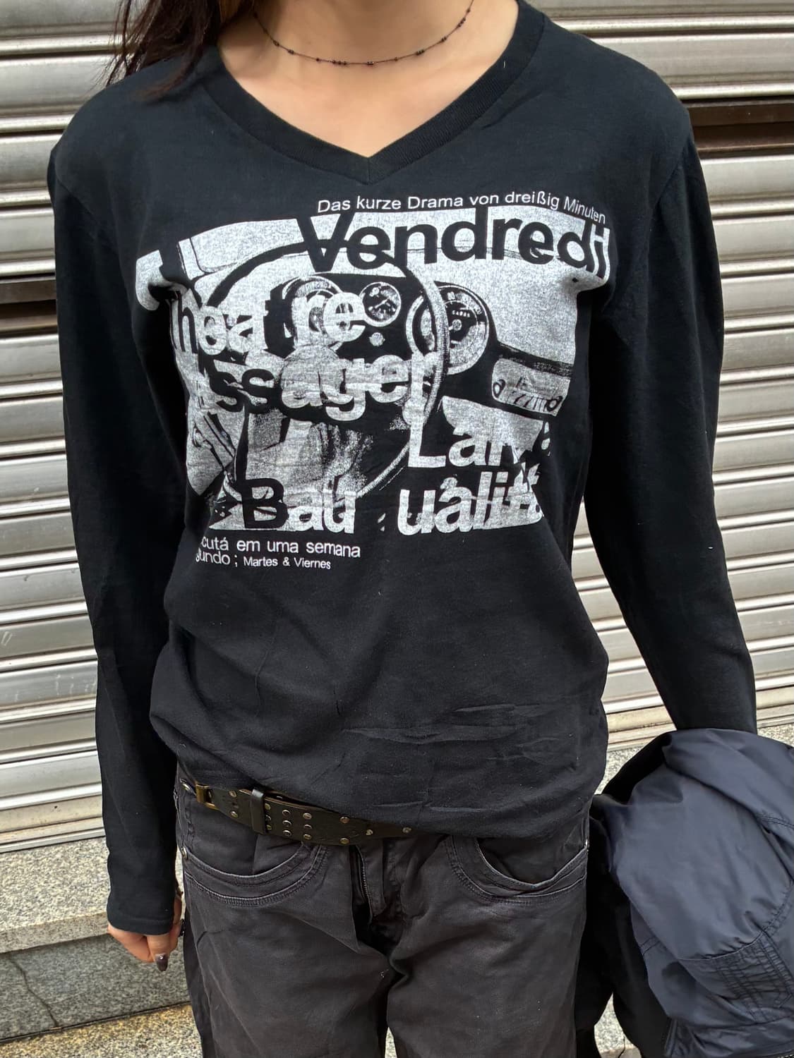 M)Japanese vintage 여성 v넥 프린팅 롱슬리브 상품이미지1