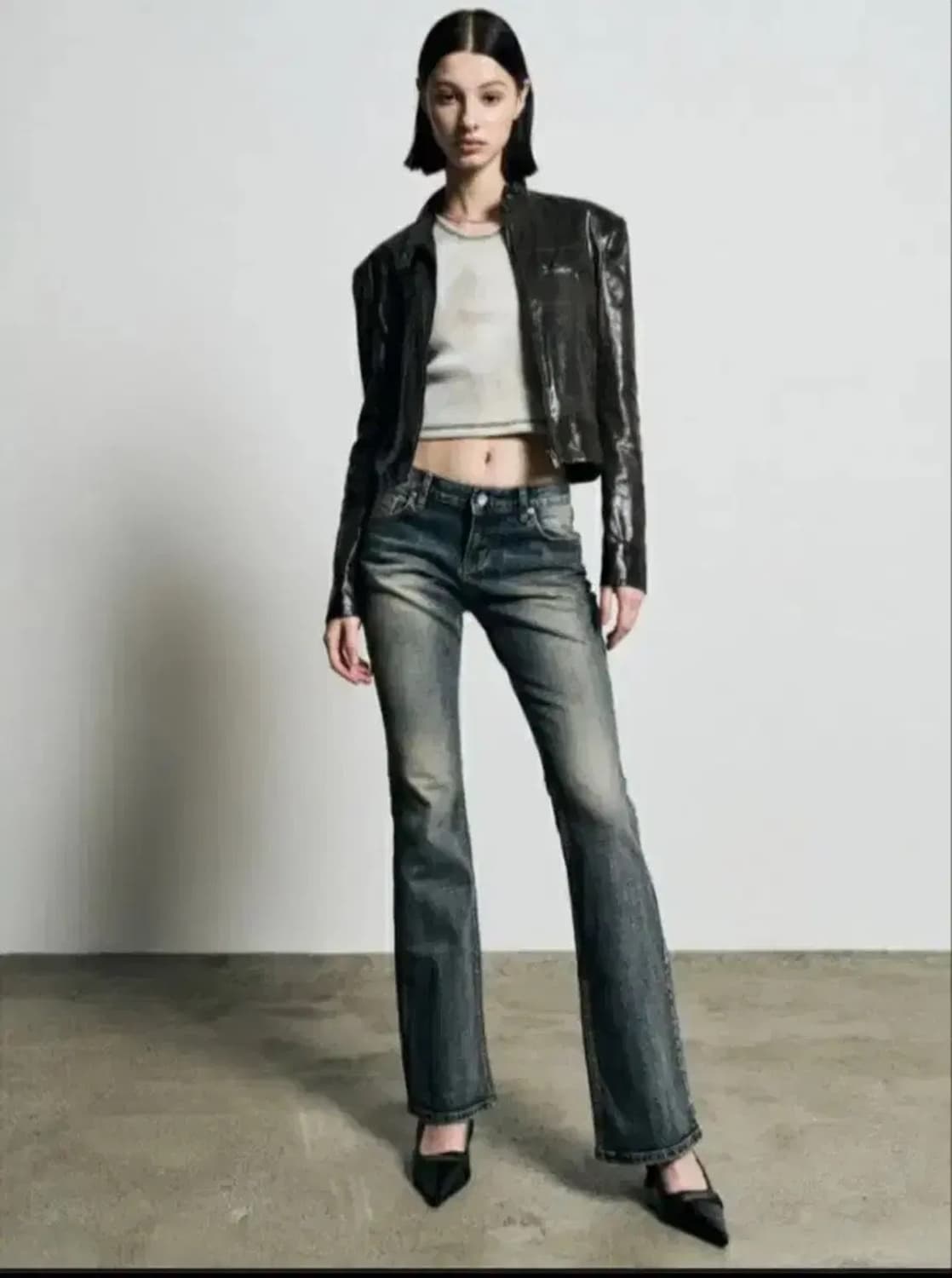 빈티지 레더 숏 자켓 브라운 상품이미지1