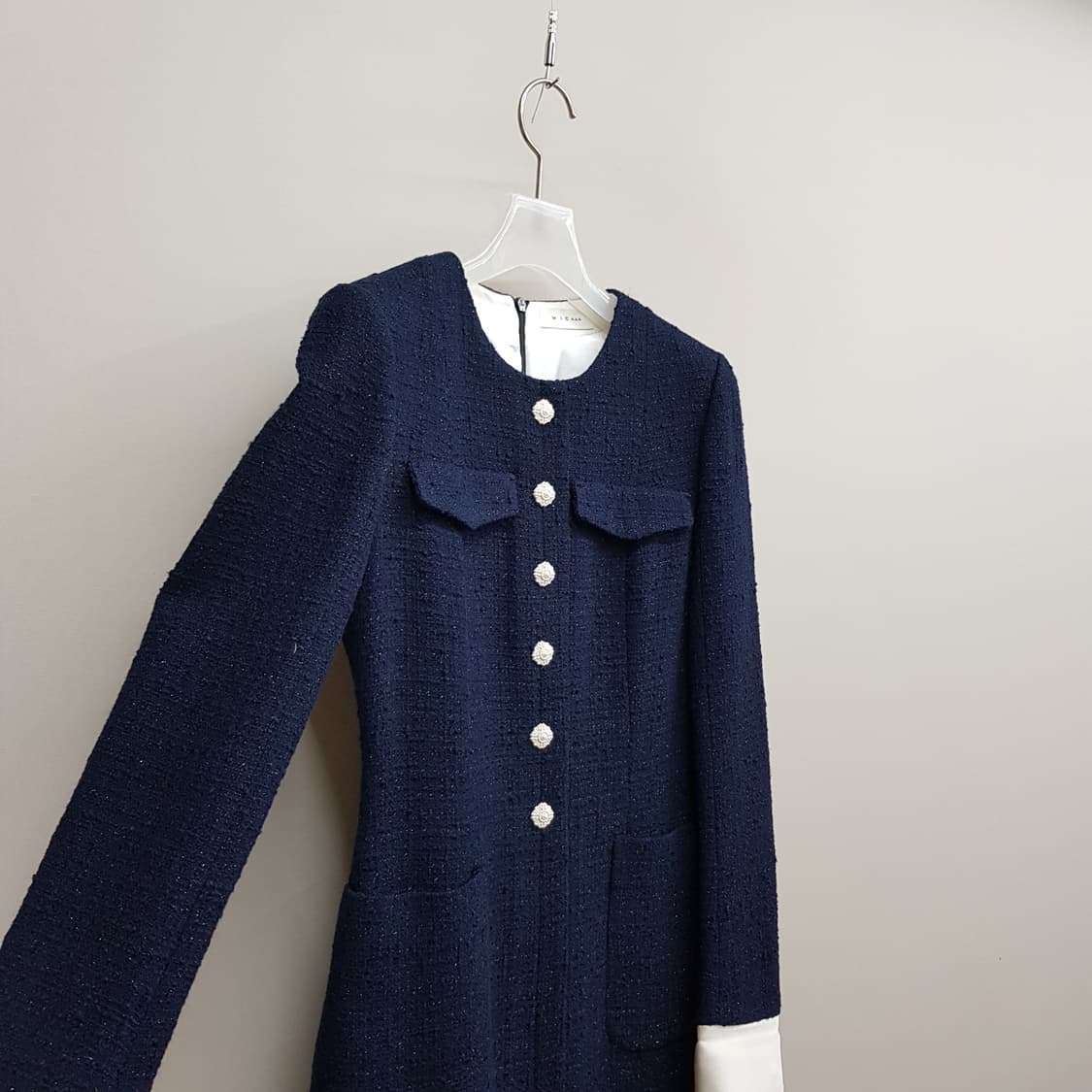 미샤 2020 미샤 트위드 배색 롱원피스 82-94-155사이즈 상품이미지3