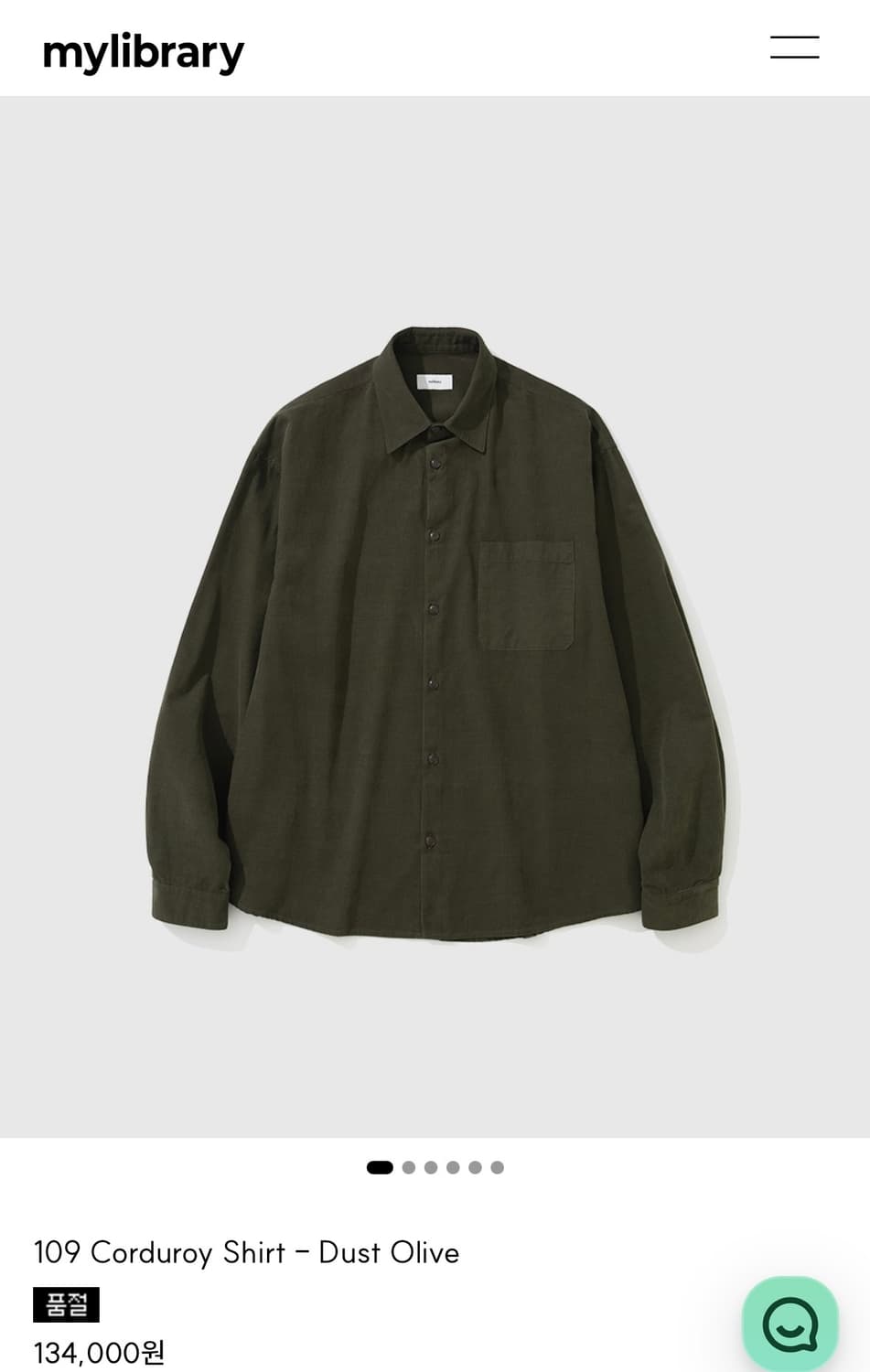 Mylibrary  109 코듀로이 셔츠 L사이즈 상품이미지1