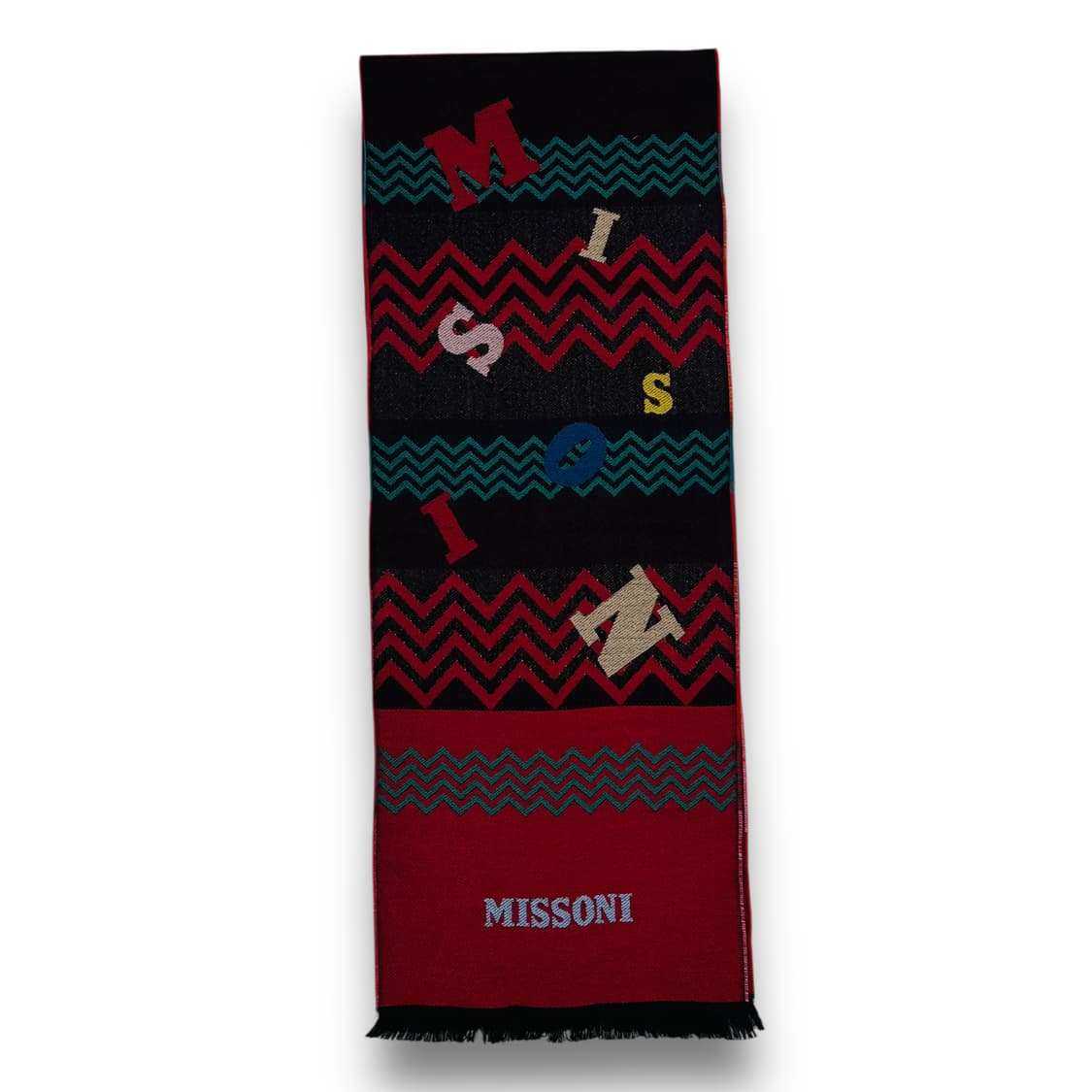 미쏘니 알파벳 로고 에스닉 패턴 울 머플러 상품이미지1