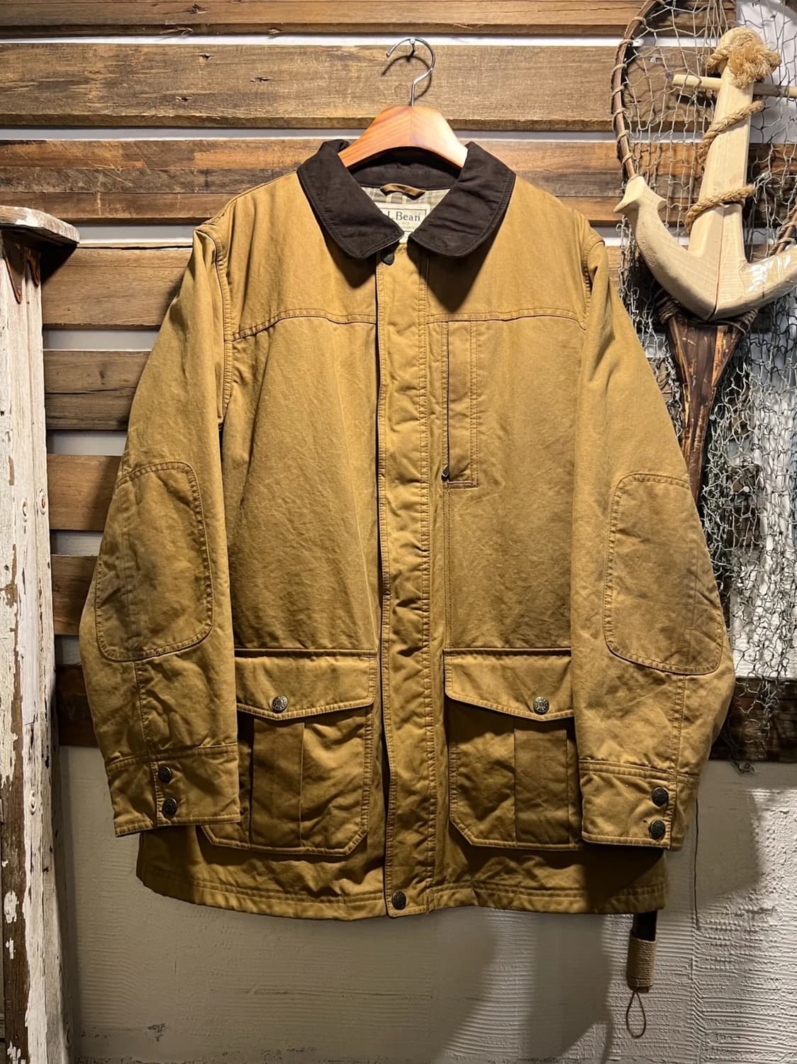 [L]L.L.Bean 엘엘빈 체크 라이닝 브라운 왁스 헌팅자켓 상품이미지1