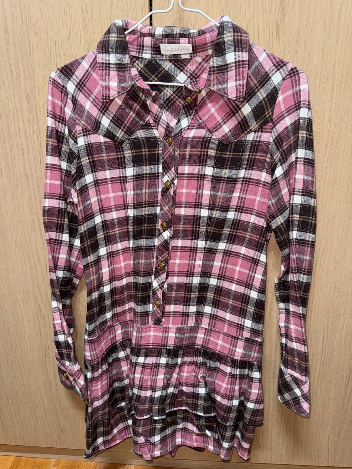 LIZLISA 리즈리사 고전 딸기초코 너드깔 체크 셔츠원피스  상품이미지1