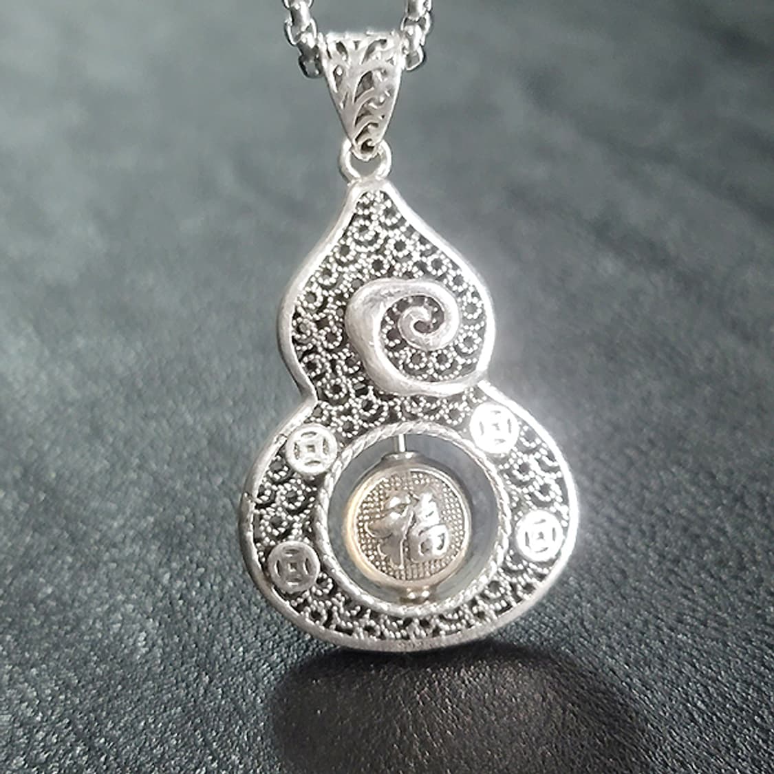 자현 백동 펜던트 엔틱 조롱박 만다라 불교 남자 목걸이 상품이미지7