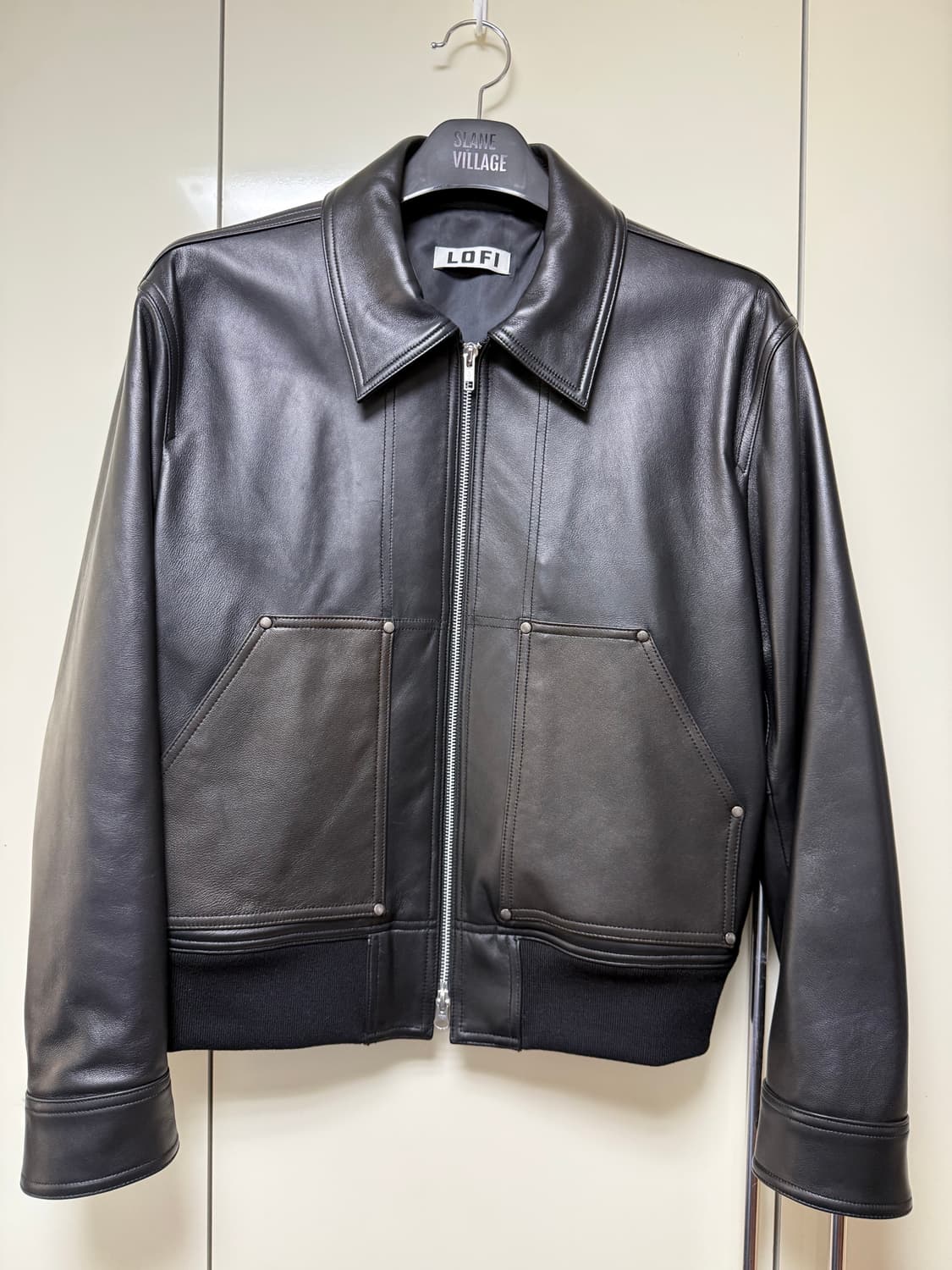 [M] 로파이 바이커 레더 자켓 블랙 상품이미지5