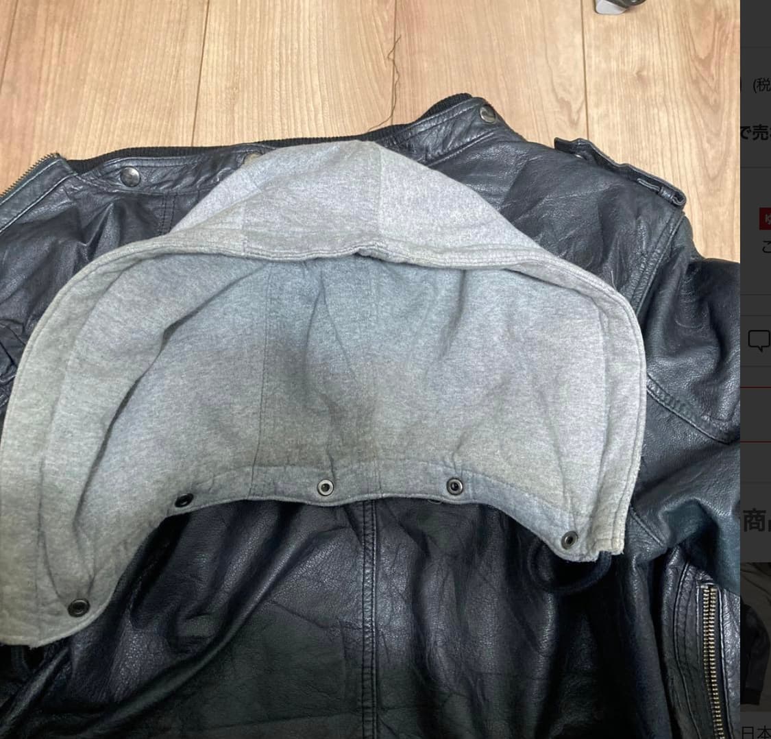 후드 탈 부착 가죽 자켓 상품이미지4