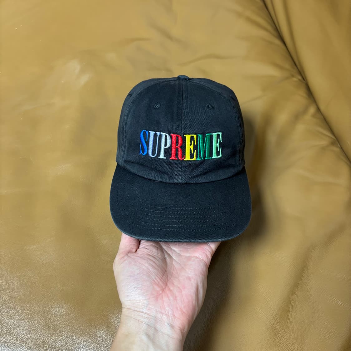 Supreme 슈프림 멀티 컬러 로고 블랙 6패널 볼캡 모자 Black 상품이미지2
