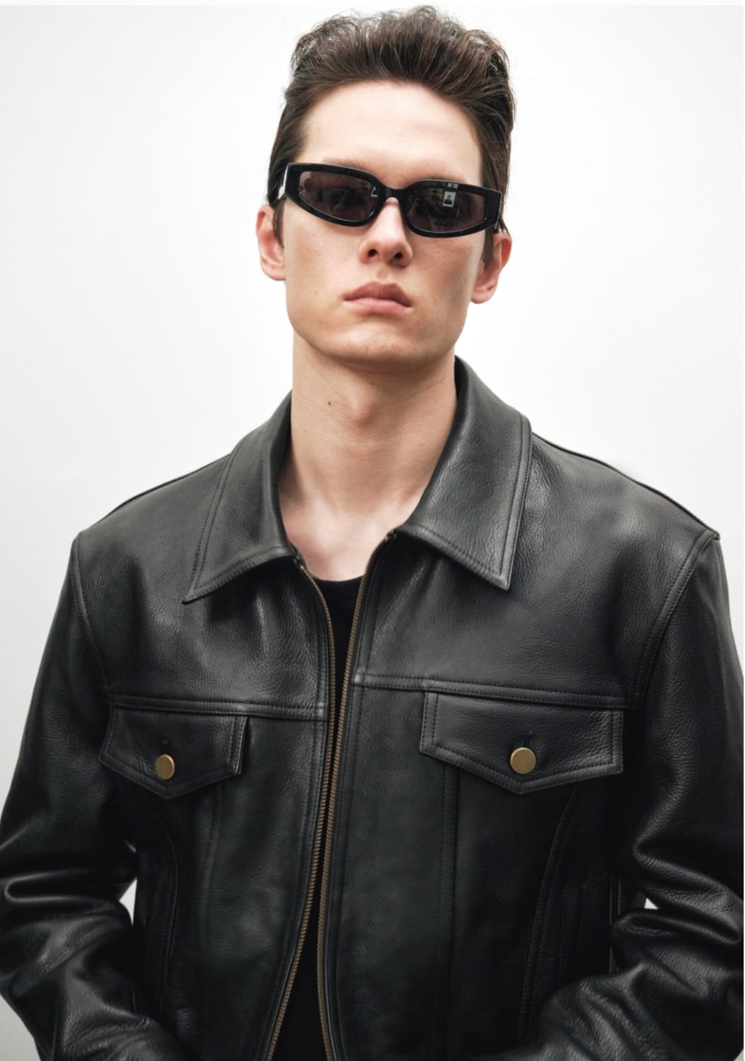 [50] 노이어 앤틱 카우 레더 가죽 트러커 자켓 블랙 렉토맛 상품이미지1