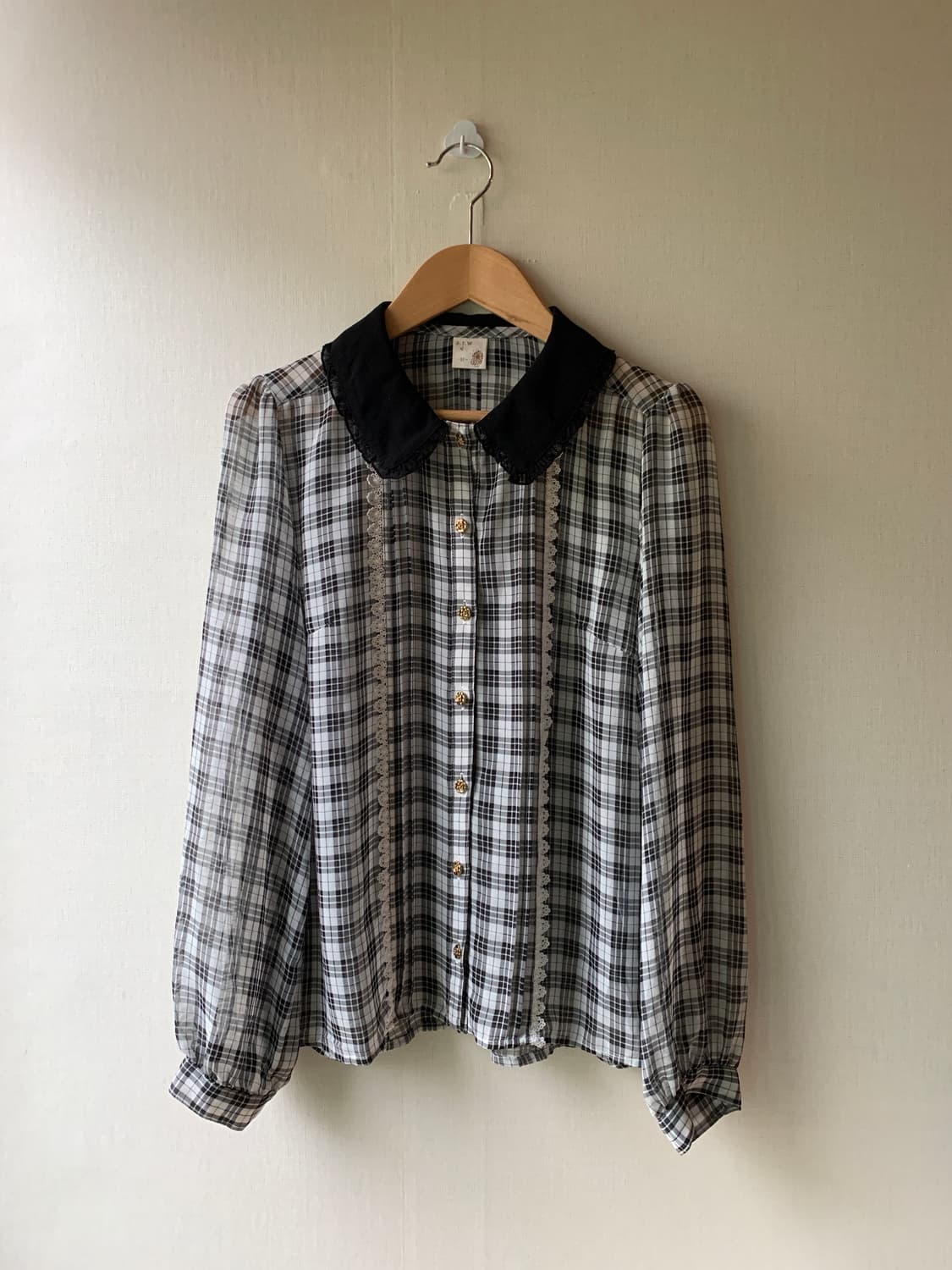 vintage check lace blouse 상품이미지1