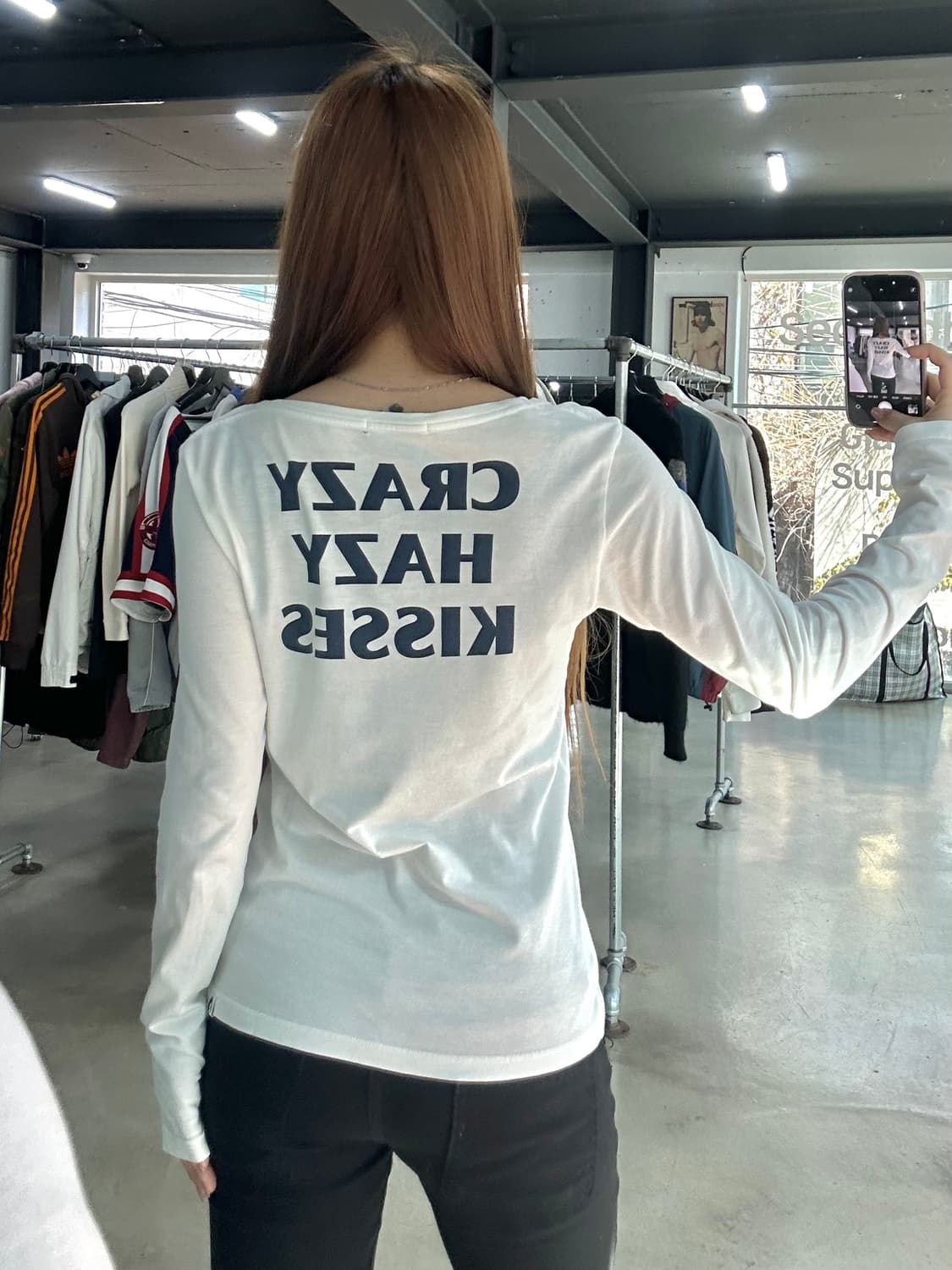 히스테릭글래머 히스걸Crazy hazy kisses 프린팅 롱슬리브 상품이미지2