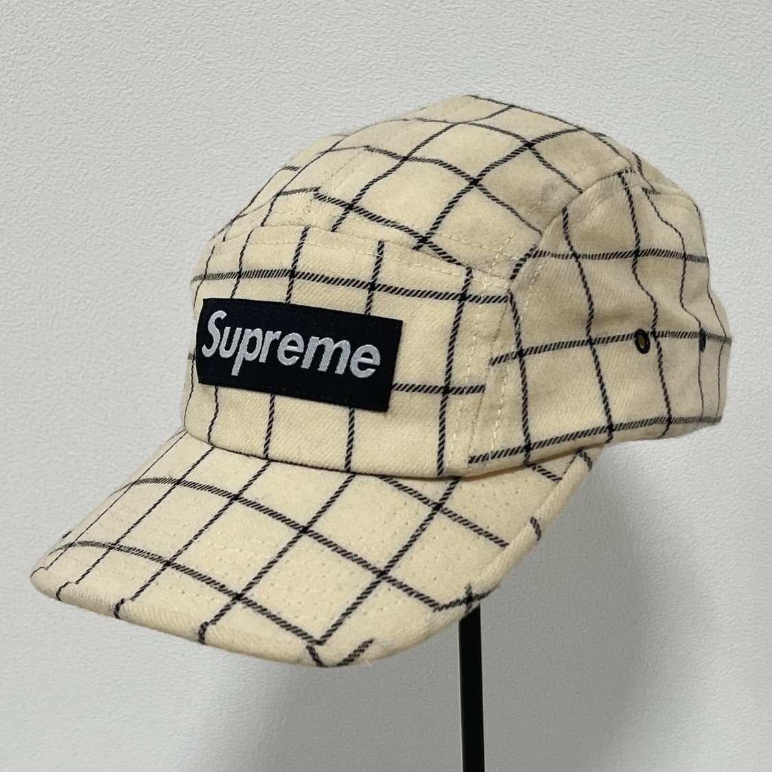 슈프림 2004 아이보리 체크 패턴 캠프캡  상품이미지1