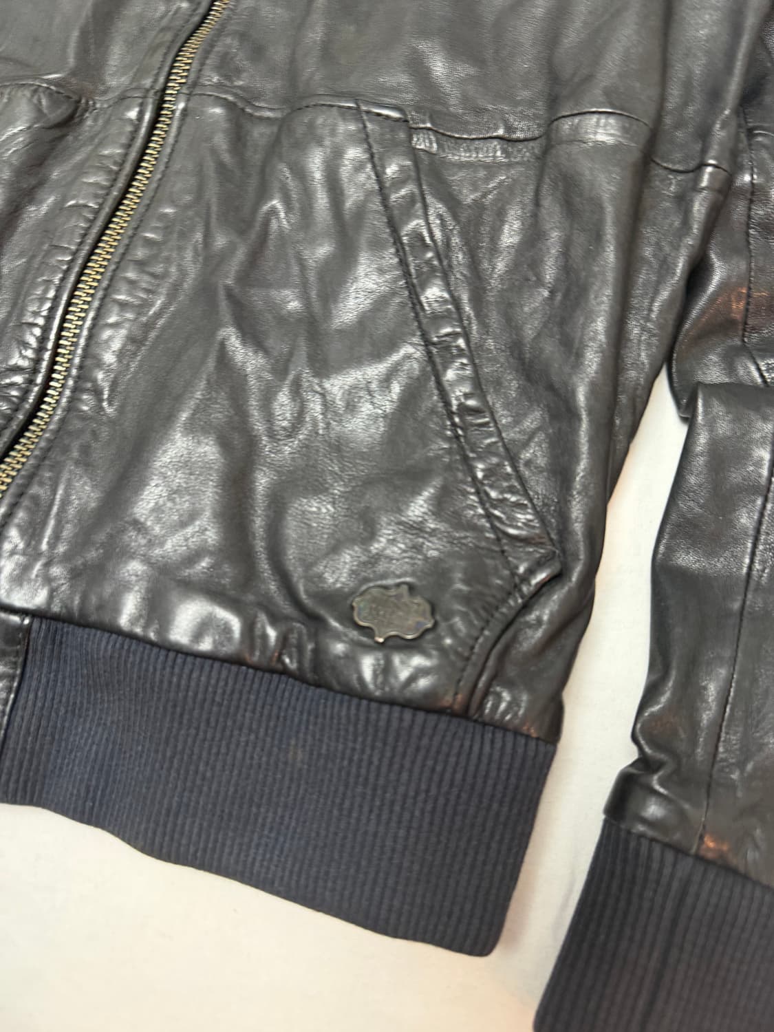 디젤 양가죽 램스킨 가죽 후드집업 가죽자켓 블랙 상품이미지2