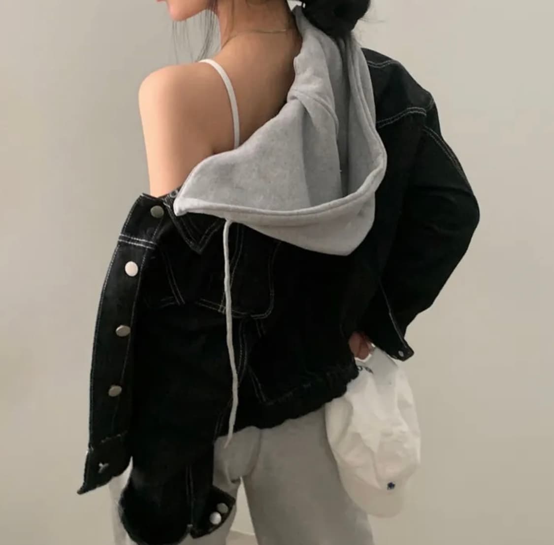 크롭 후드 청자켓 블랙 FREE 상품이미지2