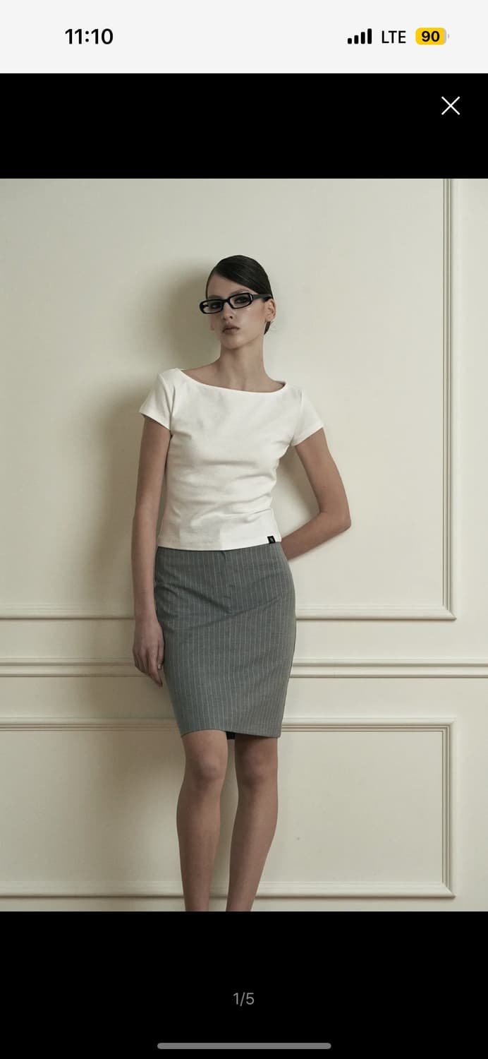 시너진 PLAIN STRIPE MIDI SKIRT GRAY 상품이미지1