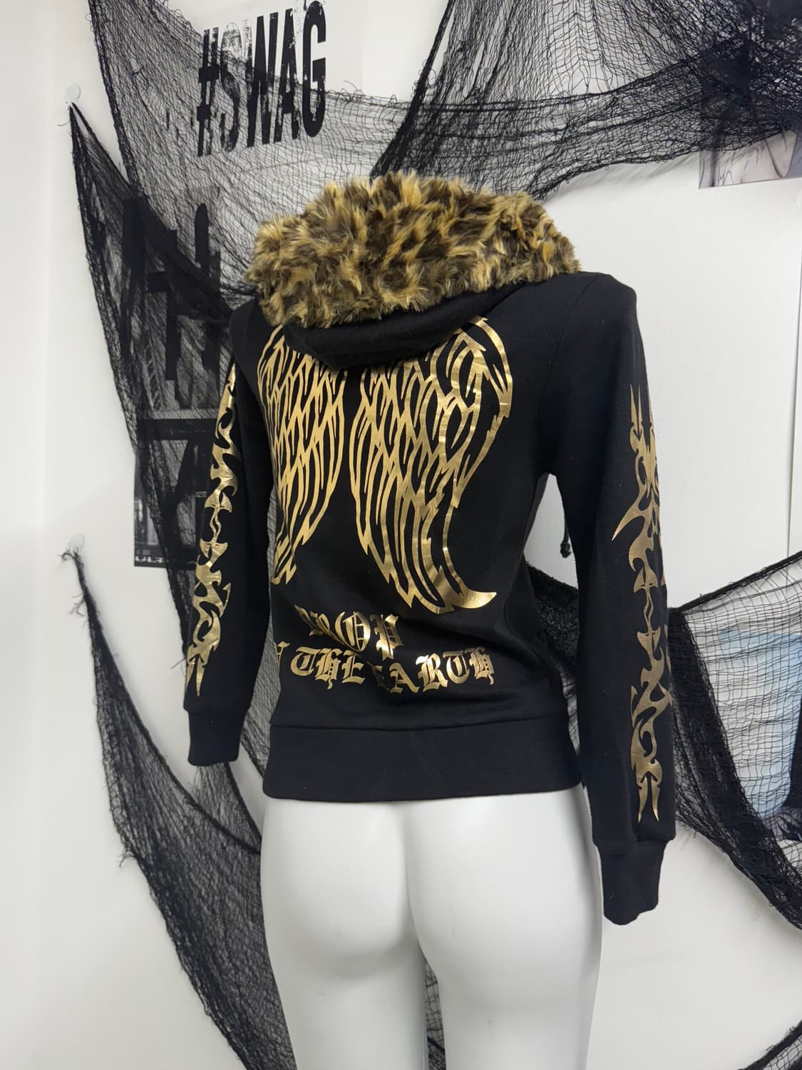 00s punk wing printing hood zip up 상품이미지7