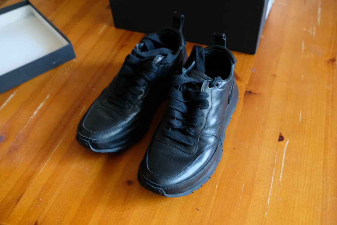 앤 드뮐미스터 Vitello Olio Nero 가죽 스니커즈 브랙 230 상품이미지4