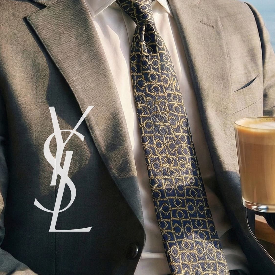 입생로랑 실크 블랙 패턴 넥타이 9.6cm A+등급 K1807
 상품이미지1