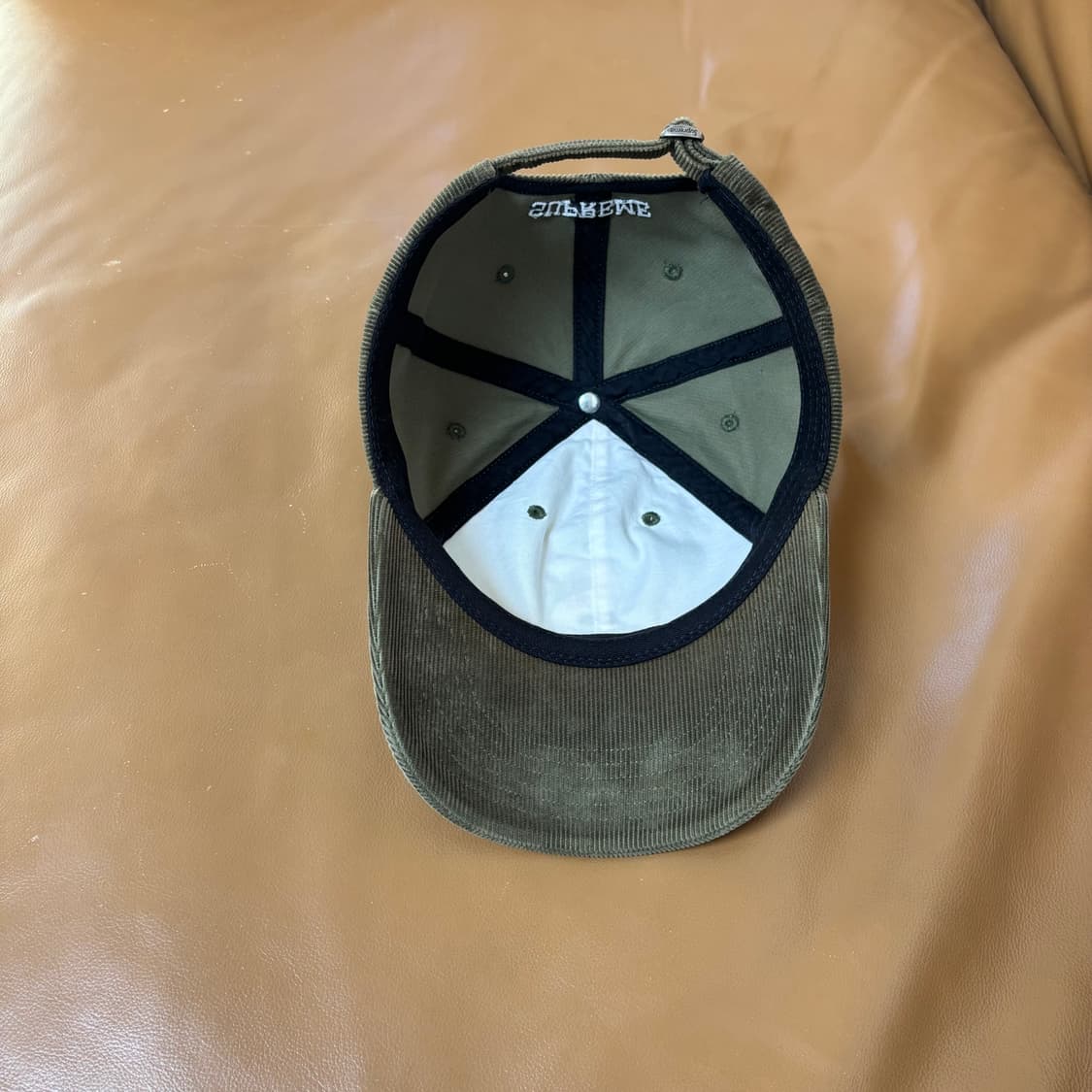 슈프림 S로고 6패널 볼캡 모자 코듀로이 올리브 카키 상품이미지6