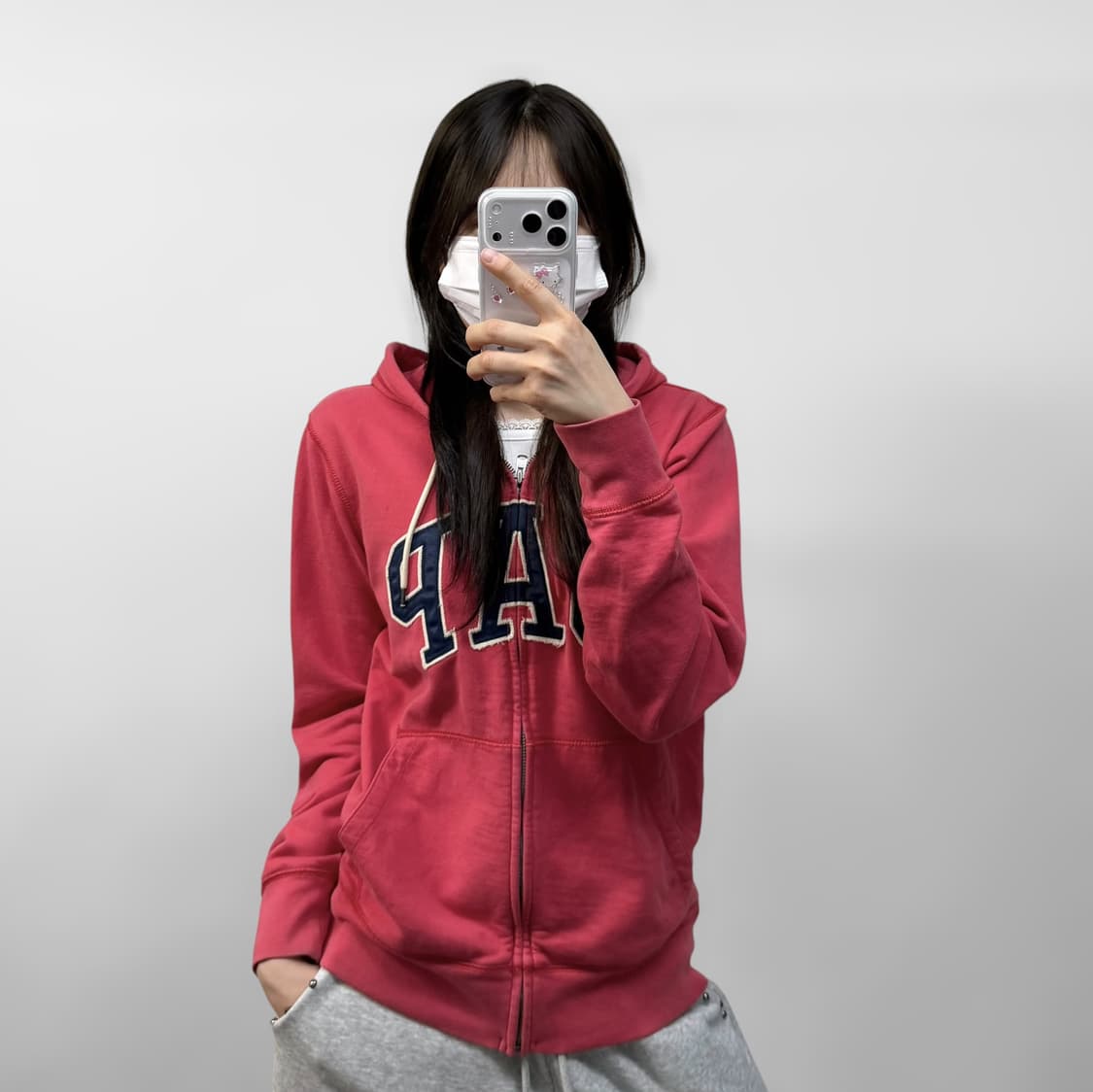 갭 Gap 스펠 로고 후드집업 레드 상품이미지1
