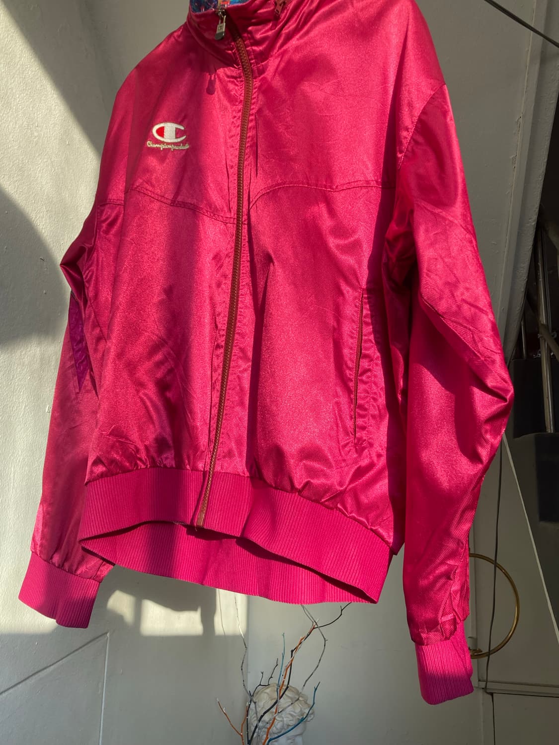 챔피온 레트로 푸시아핑크 후드 내장 바람막이 상품이미지3