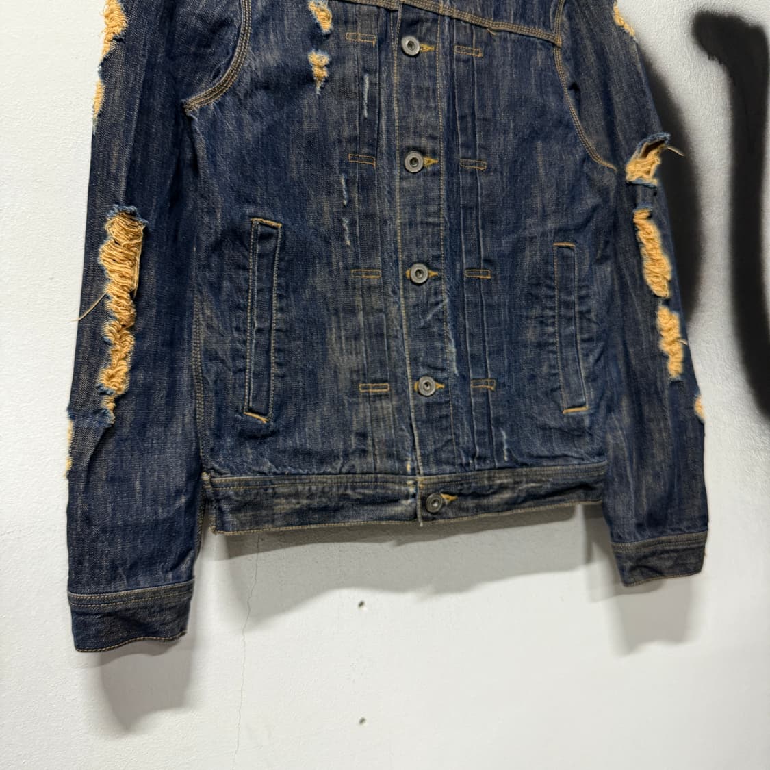 VTG 빈티지 디스트로이드 워싱 그런지 데님 트러커 자켓 상품이미지4