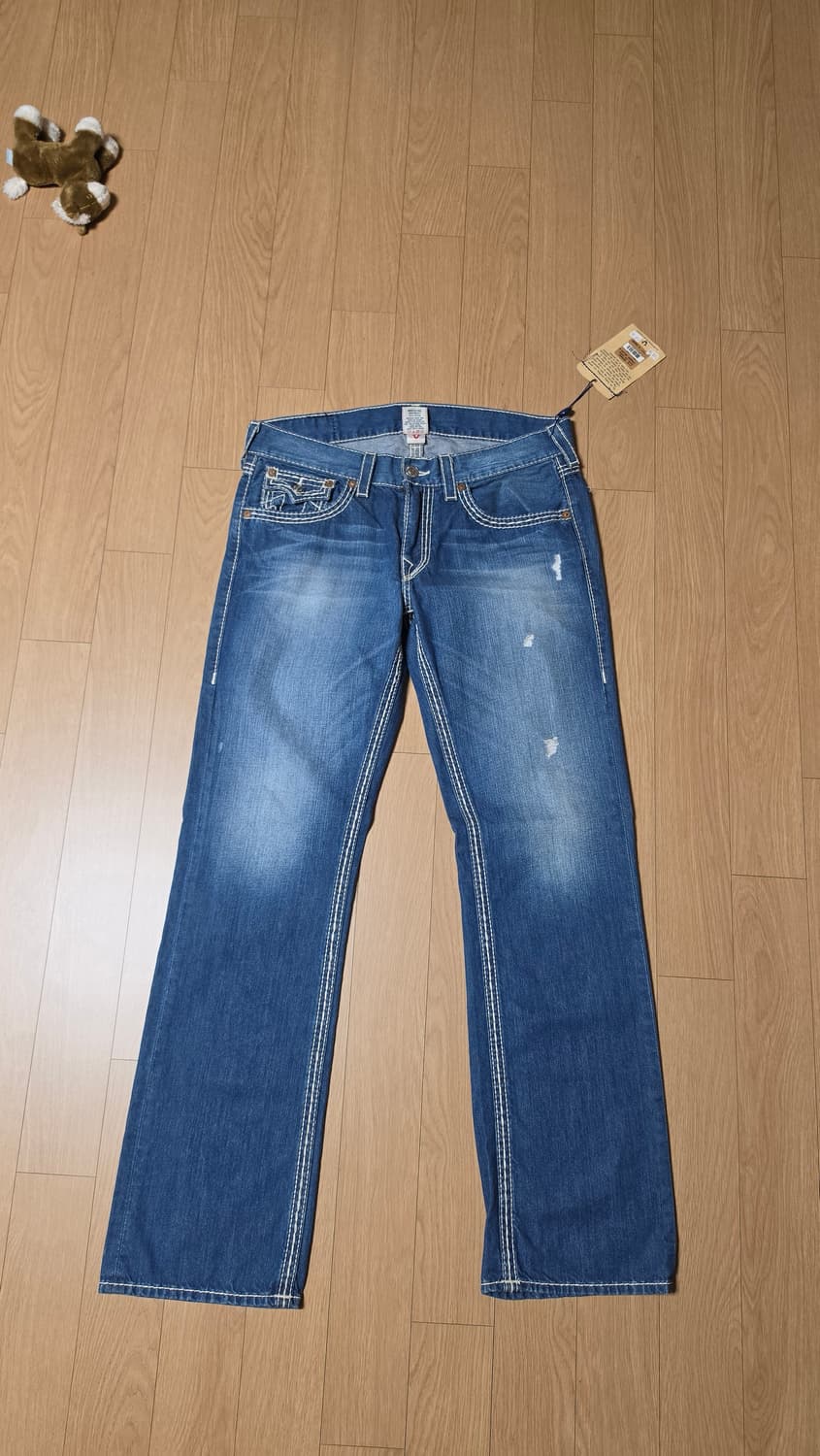 트루릴리젼 화이트 스티치 스트레이트 워싱 데님진 34 상품이미지1