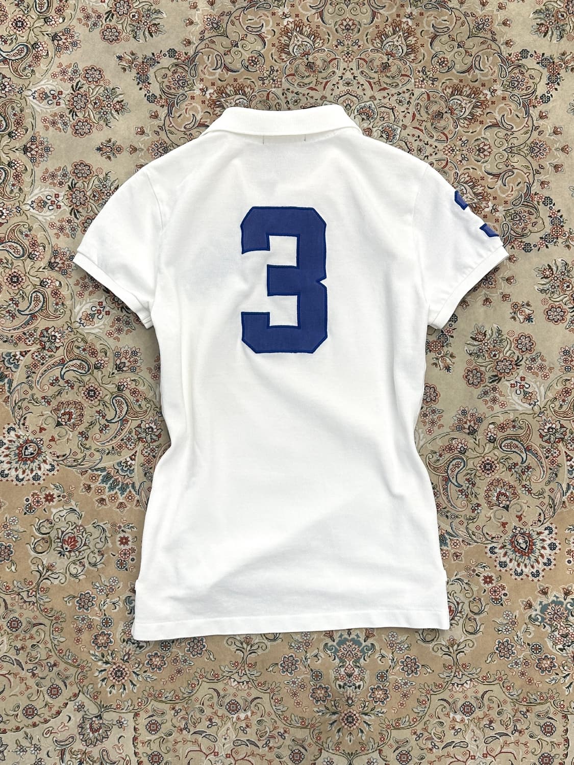 랄프로렌 화이트/블루 슬림핏 더블 빅포니 카라티 상품이미지2