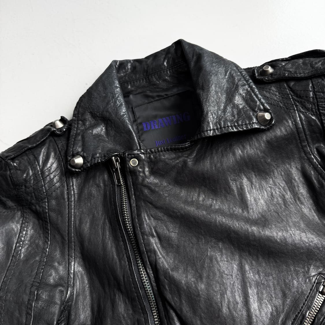 사선 라이더 리얼레더 릭오웬스맛 바이커 양가죽 자켓 상품이미지6