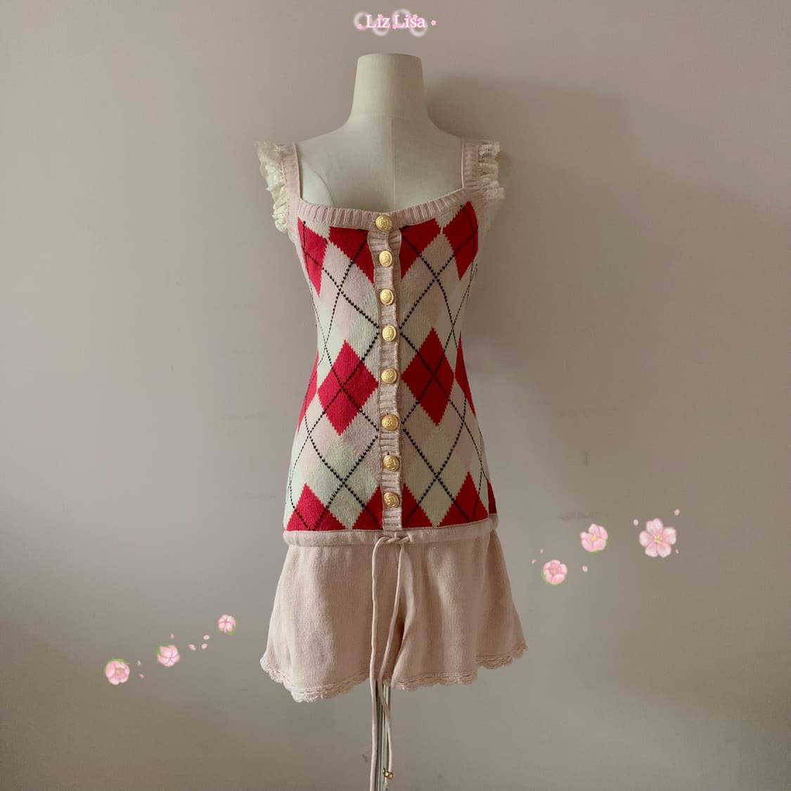 lizlisa 리즈리사 점프수트 큐롯 오네갸루 히메갸루 리즈리사 아가일 상품이미지3