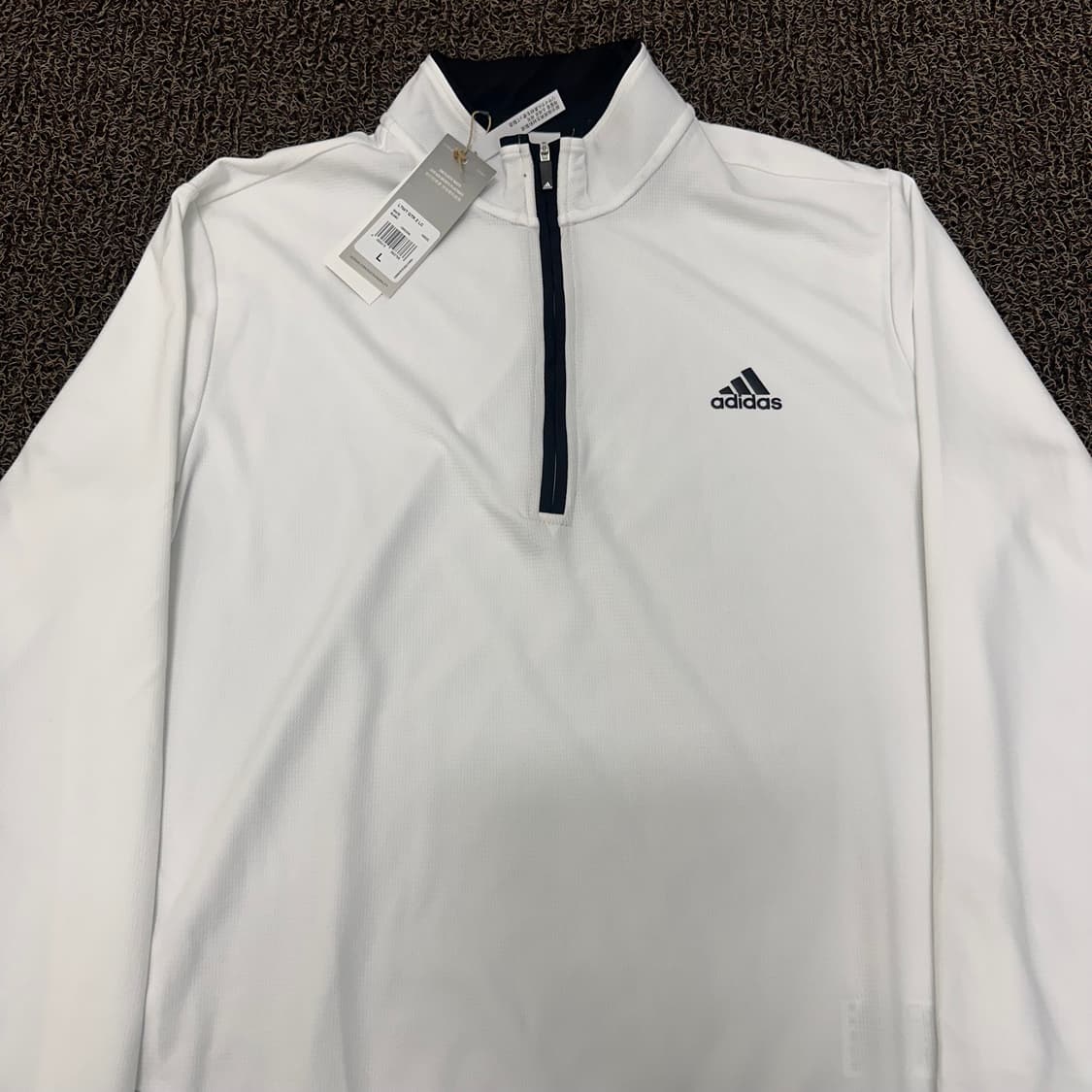 [새상품] 아디다스 반집업 기능성 운동복 긴팔티셔츠 화이트 L 상품이미지2