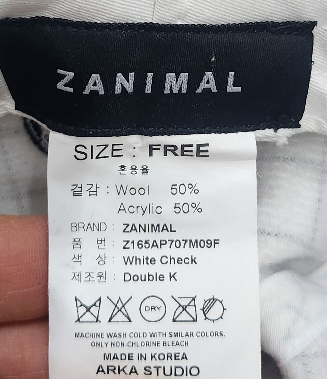 ZANIMAL 화이트 체크 무늬 벙거지 상품이미지3