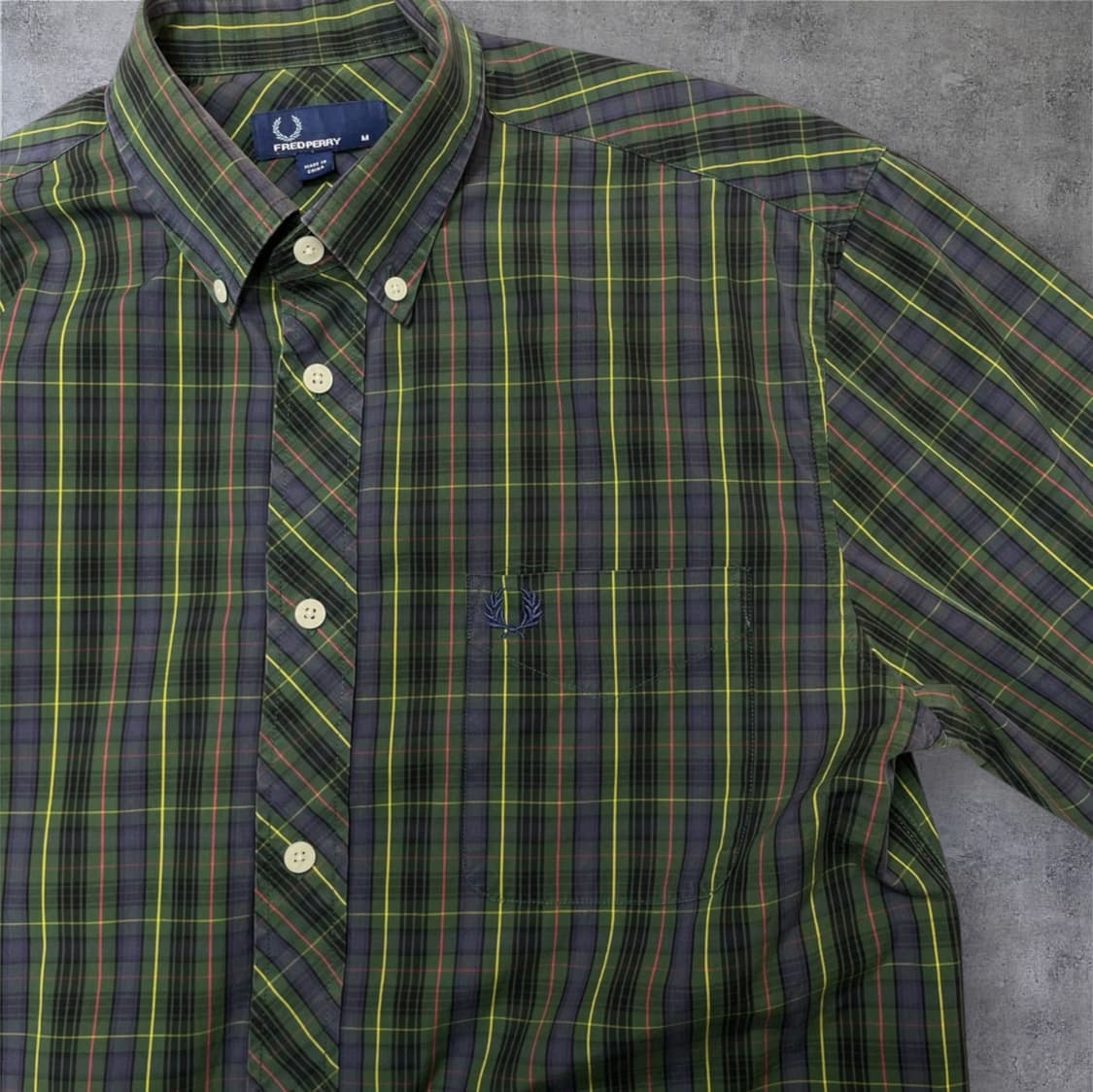 프레드페리 Fred Perry 그린 타탄 체크 버튼다운 셔츠 M 상품이미지4