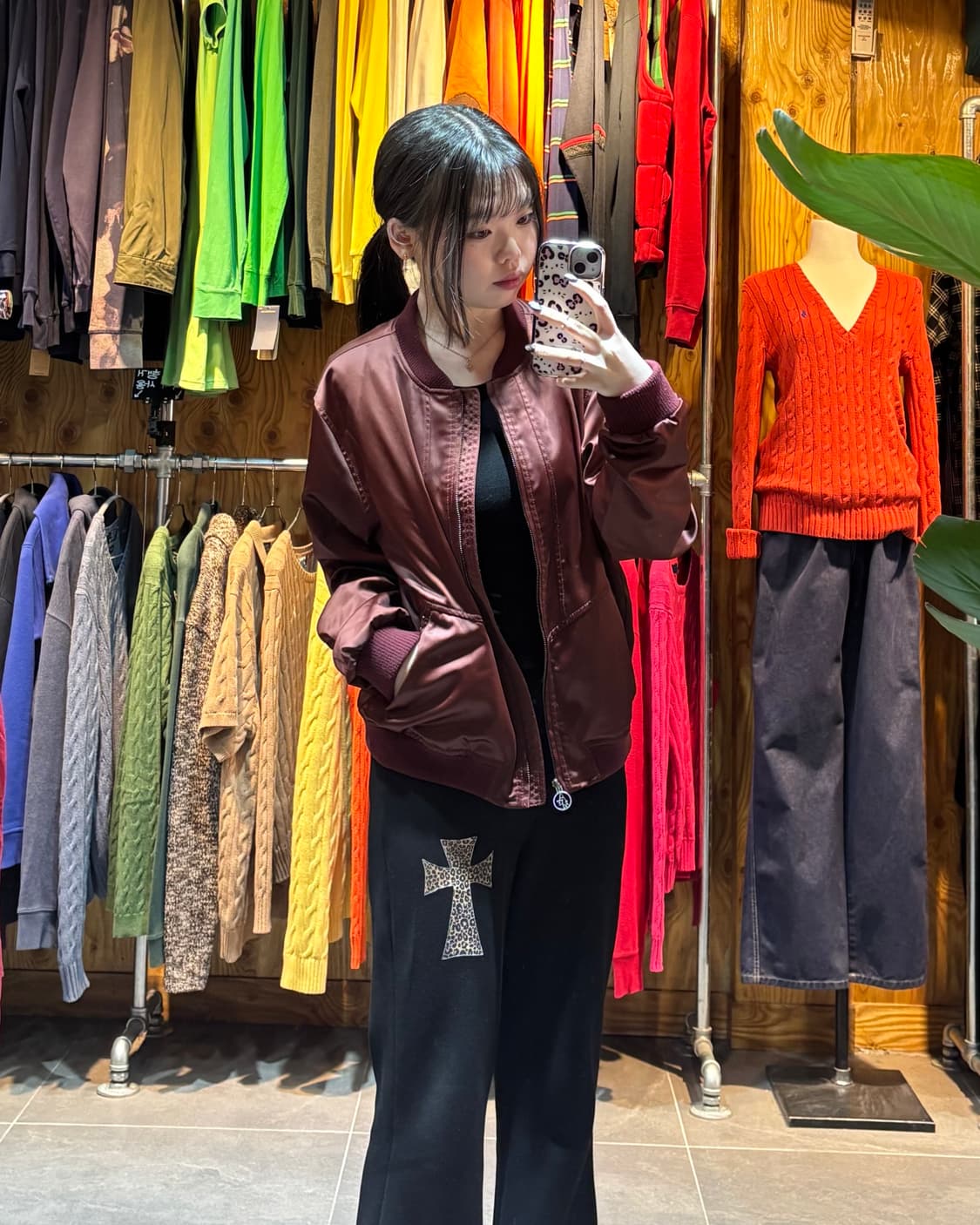 L 아베크롬비 버건디 글로시 나일론 자켓 상품이미지1